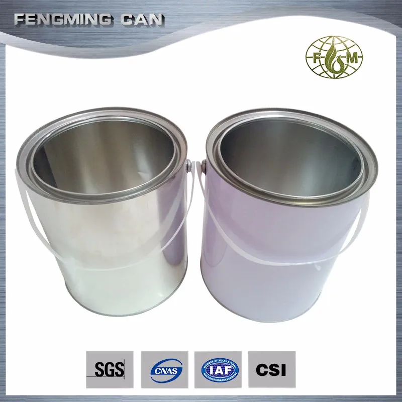Round 4l 1 Gallon Clear Metal Paint Tin Can With Wire Handle Buy 1