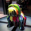 Wholesale Fiberglass Life Size Multi Coloured Bulldog Statue For Sale