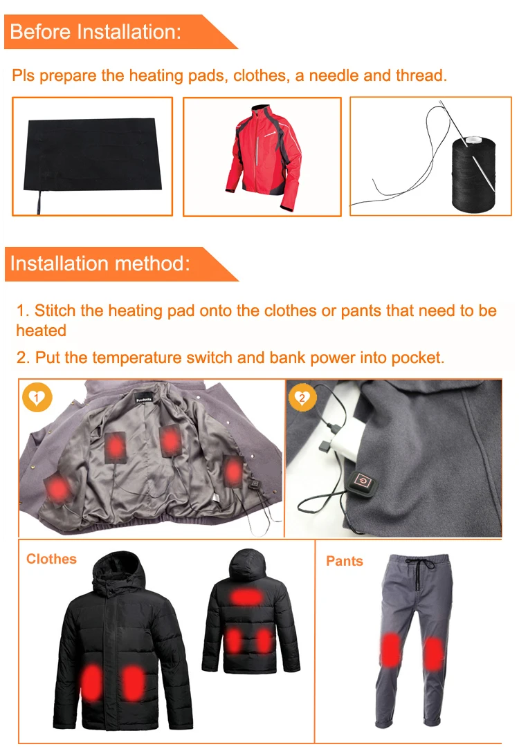 Clothes Heating Pad,4 In 1 Usb Electric Thermal Heated Jacket Outdoor