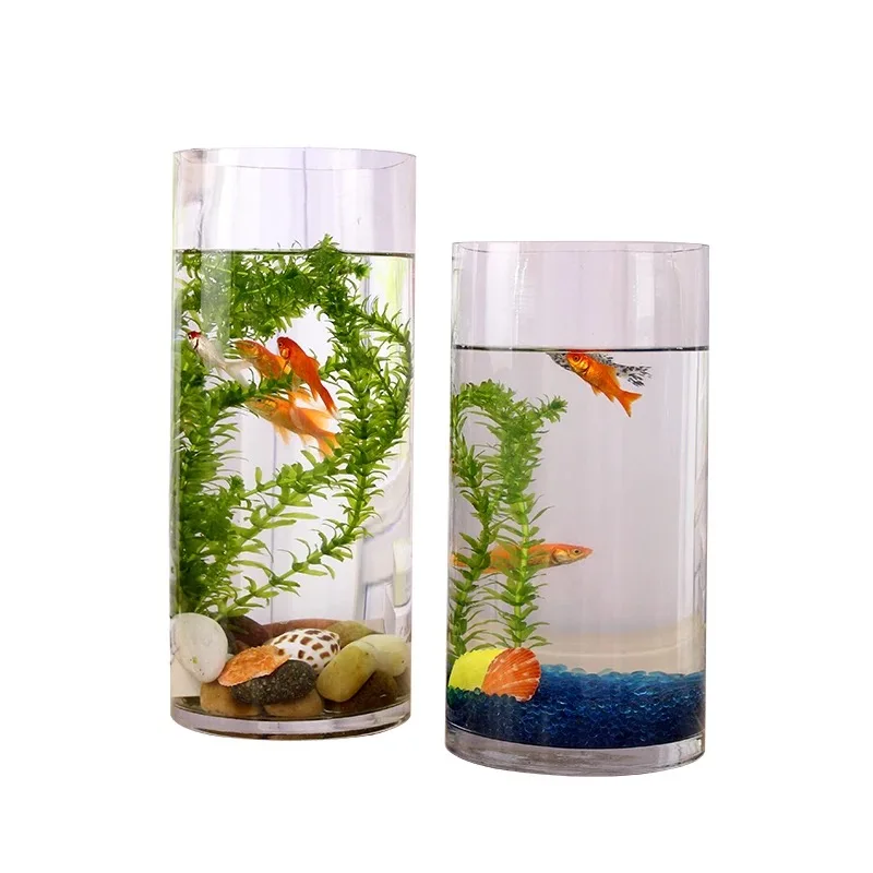 

Aquarium Tank Acrylic Mini Fish Bowls Flower Vase Tube Home Office Decor Desk Aquatic Supplies Perspex Cylindrical Pet akvaryum, Clear transparent or customize any size
