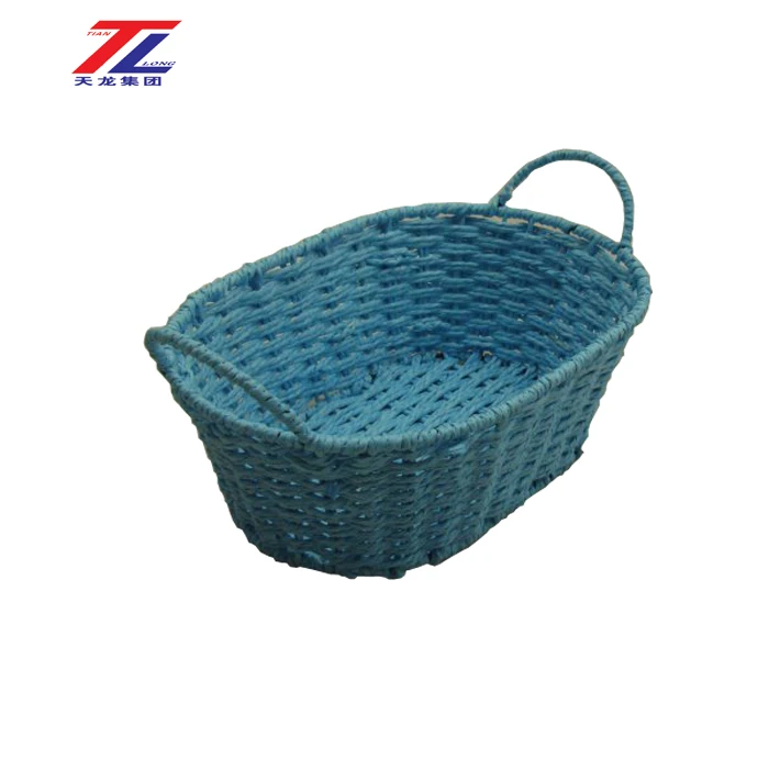 cheap wholesale eco-friendly paper rope weaving fruit picking basket with handles