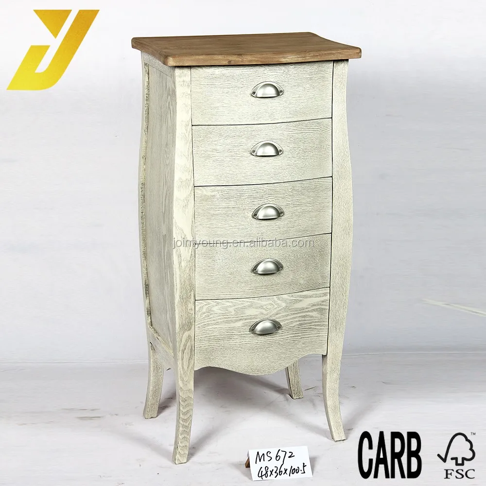 Distressed Finish Vintage Looking French Style 2 Drawer Nightstand