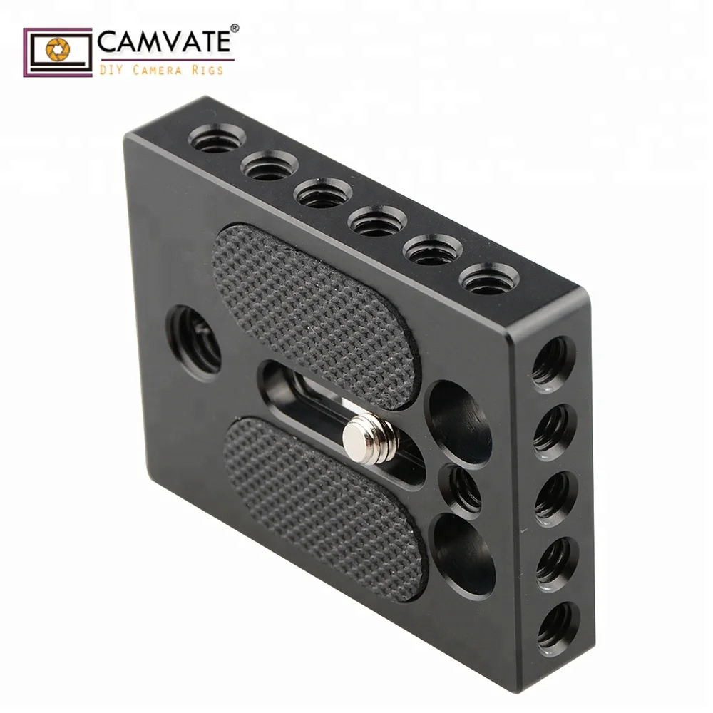 

CAMVATE Camera Cheese Baseplate with 1/4 & 3/8" Thread Hole for DSLR Camera Cage Rig, Black