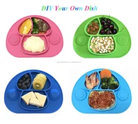 

Wholesale Mini Size Silicone Baby Placemat Kids Feeding Mat Mushroom Silicone Mat Plate With Strong Suction Cup