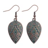 Factory new design leaf shaped vintage copper dangle earrings wholesale