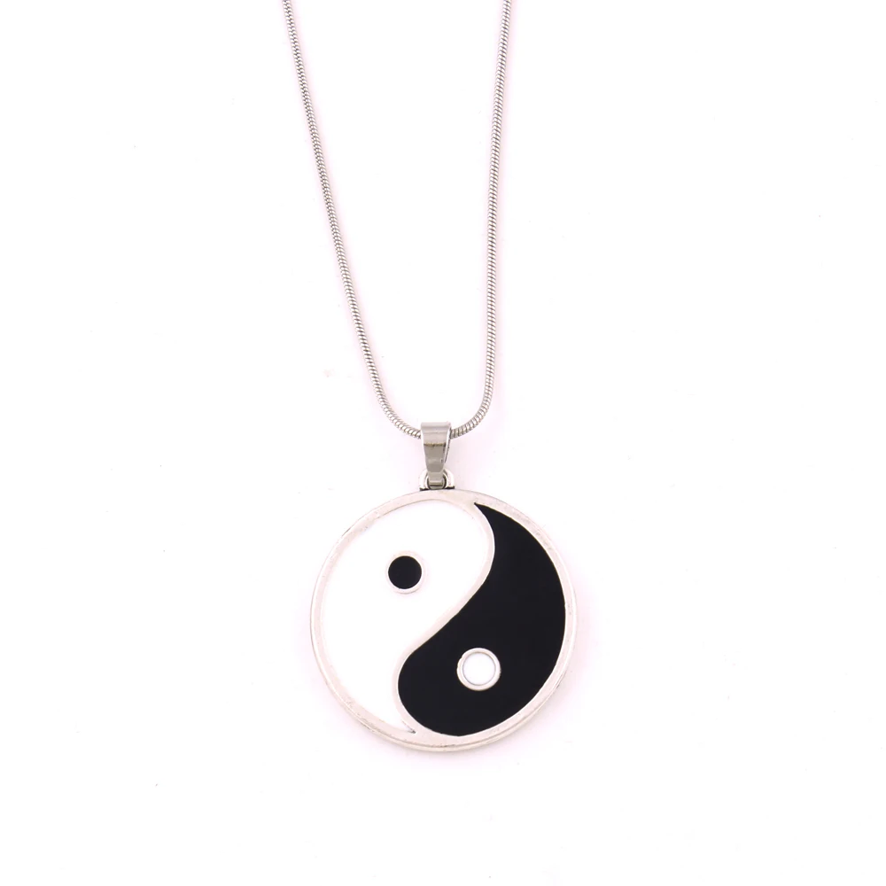 

N303 Trade Assurance Yin Yang Pentagram Pendant Reversible double-sided Design Snake Chain Necklace, As picture