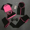 Top Sales Cute Sports Set,Girls Gym Leggings Children Fitness 5-Piece Sport Fitness Yoga Wear Set