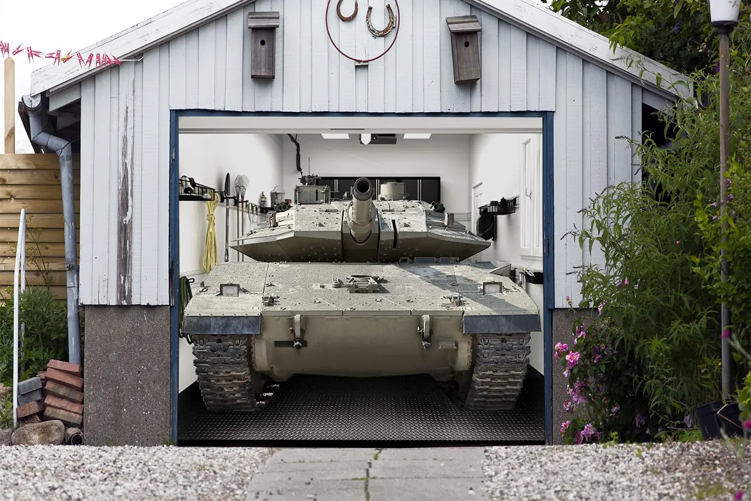 Buy Banner Single Garage Door Covers Tank Full Color 3D Effect Print