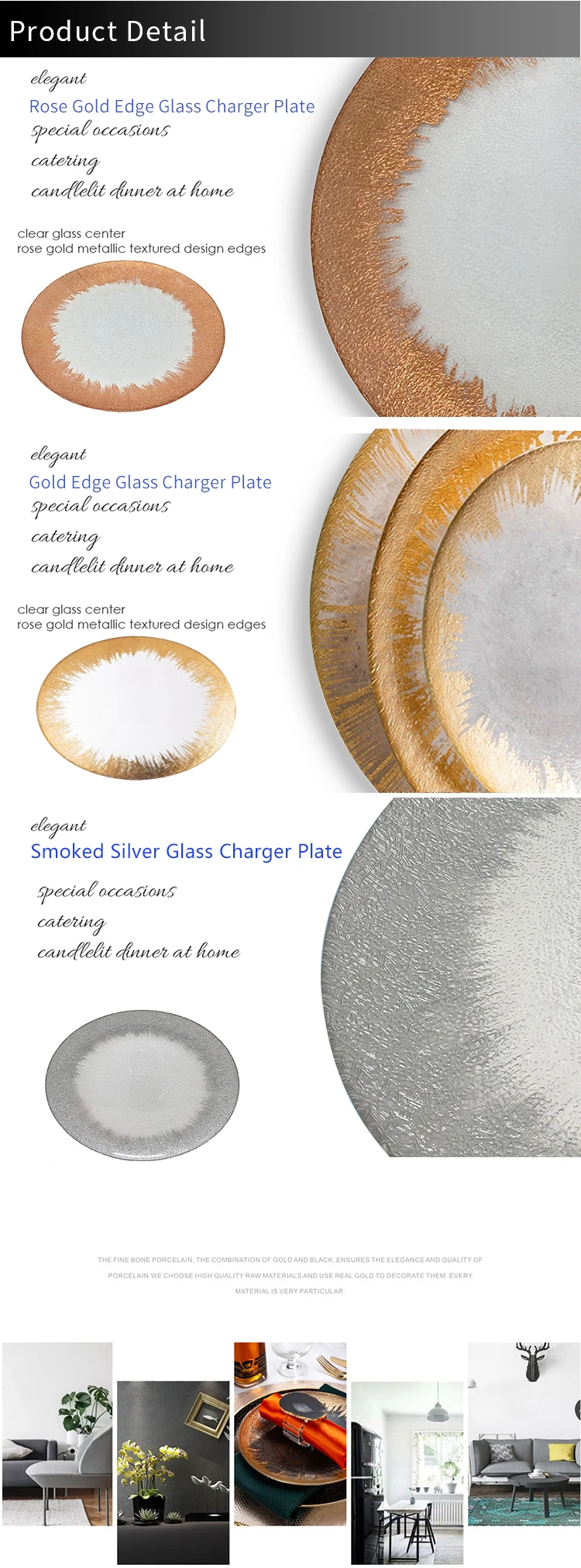 Gold Glitter Charger Clear Glass Beaded Rack White And Show Set Wholesale Wedding Plate