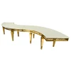 Luxury half moon s shape banquet table gold stainless steel mdf transparent tempered glass wedding restaurant dining table
