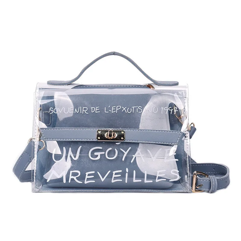 

Clear Crossbody Messenger Shoulder Bag Purse for Women Adjustable Strap, Blue