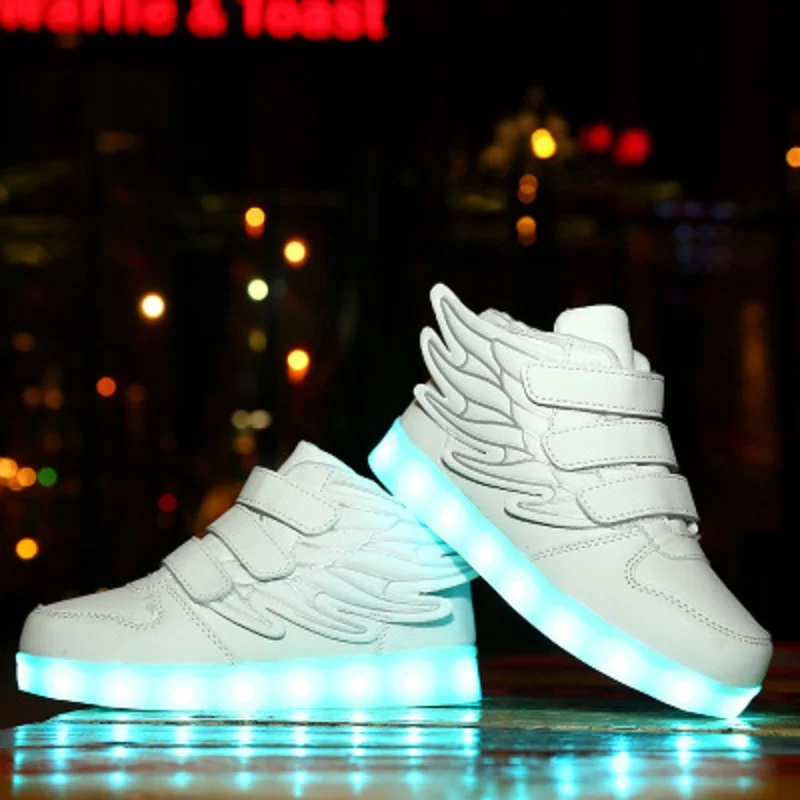 

Factory Price hot selling Style Colorful USB 7 Light Color Luminous led kids shoes, White,black,silver and so on