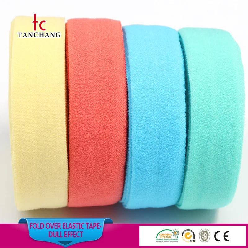 

factory wholesale 20mm dull and shinny effect elastic straps elastic fold over tape elastic band TC92, N/a