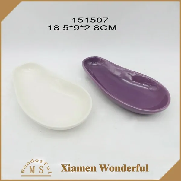 Most Poppullar Hot Sale new arrival ceramic trinket Plate Eggplant shaped small ceramic dishes  Vegetable dishes plates for home