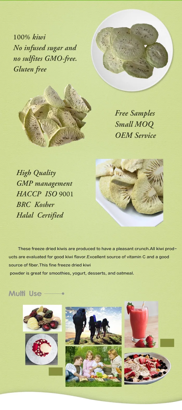 OEM Welcome Hot Sale Freeze Dried Kiwi FD Kiwi