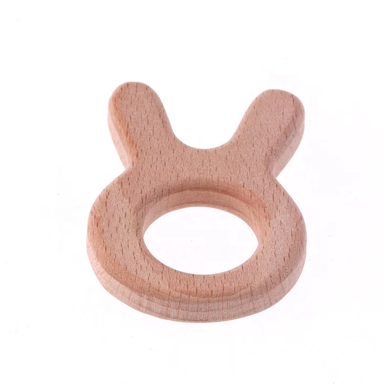 

Eco-friendly Funny Baby Toys Beech Wood Bunny Teether Cute Rabbit Shape Baby Teething Toys