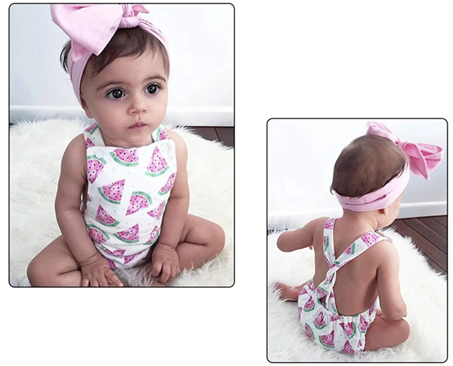 homeyusa Baby-Girls Sleeveless Tassel Romper Overalls+ Headband Baby Bodysuits