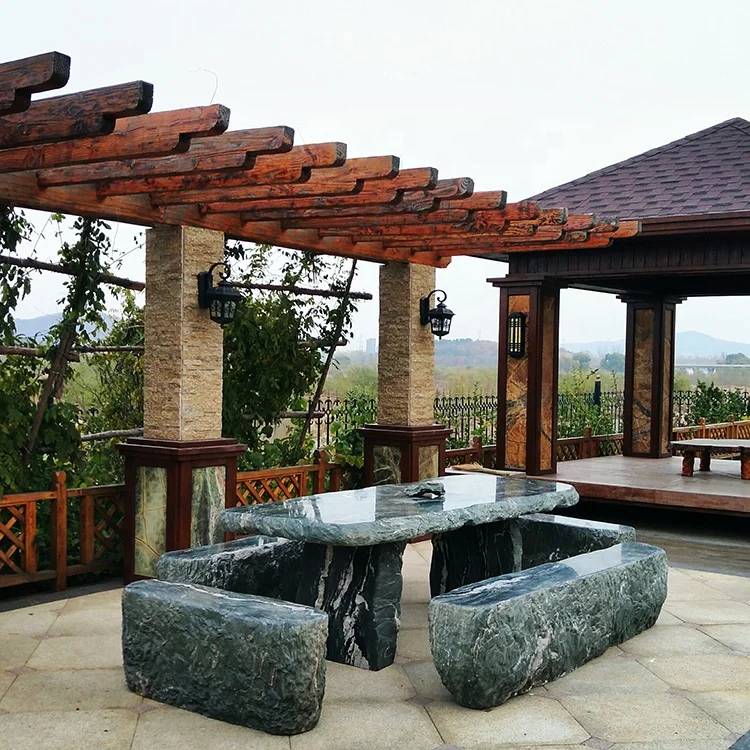 Hot Sale Customized Design Garden Outdoor Natural Stone Rock Tables And