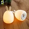 7 colors Cute Silicone Rabbit LED Night Light With USB charging Touch sensor LED lamp for Bedroom decoration
