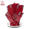 Red Color 7PCS Kitchen Knife Acrylic Block