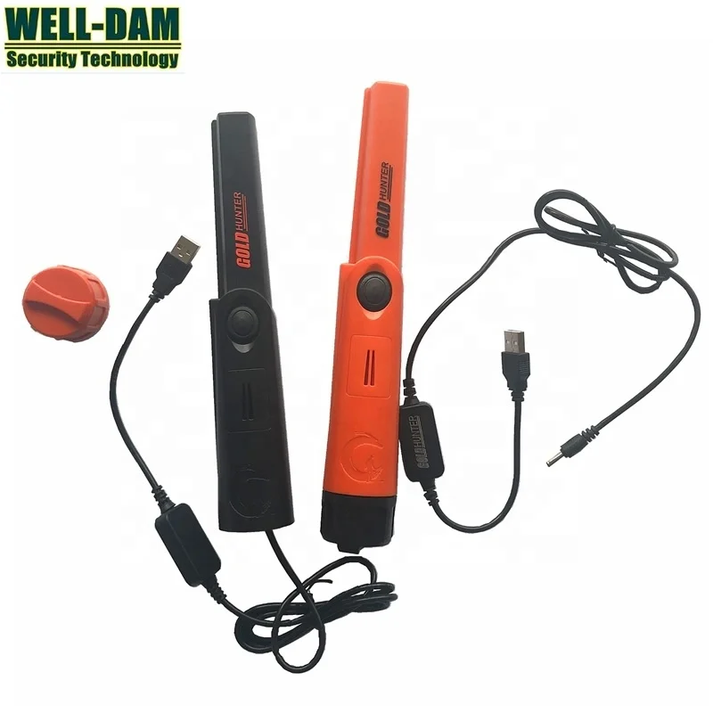 

Free shipping USB rechargeable waterproof pinpointer hand held metal detector underground gold metal detector, Orange,black