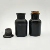 

matte black Glass Apothecary Bottle 60ml with glass stopper or cork