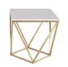 Modern Furniture White Marble Stone Coffee table Golden Stainless Steel Sofa End Side Table