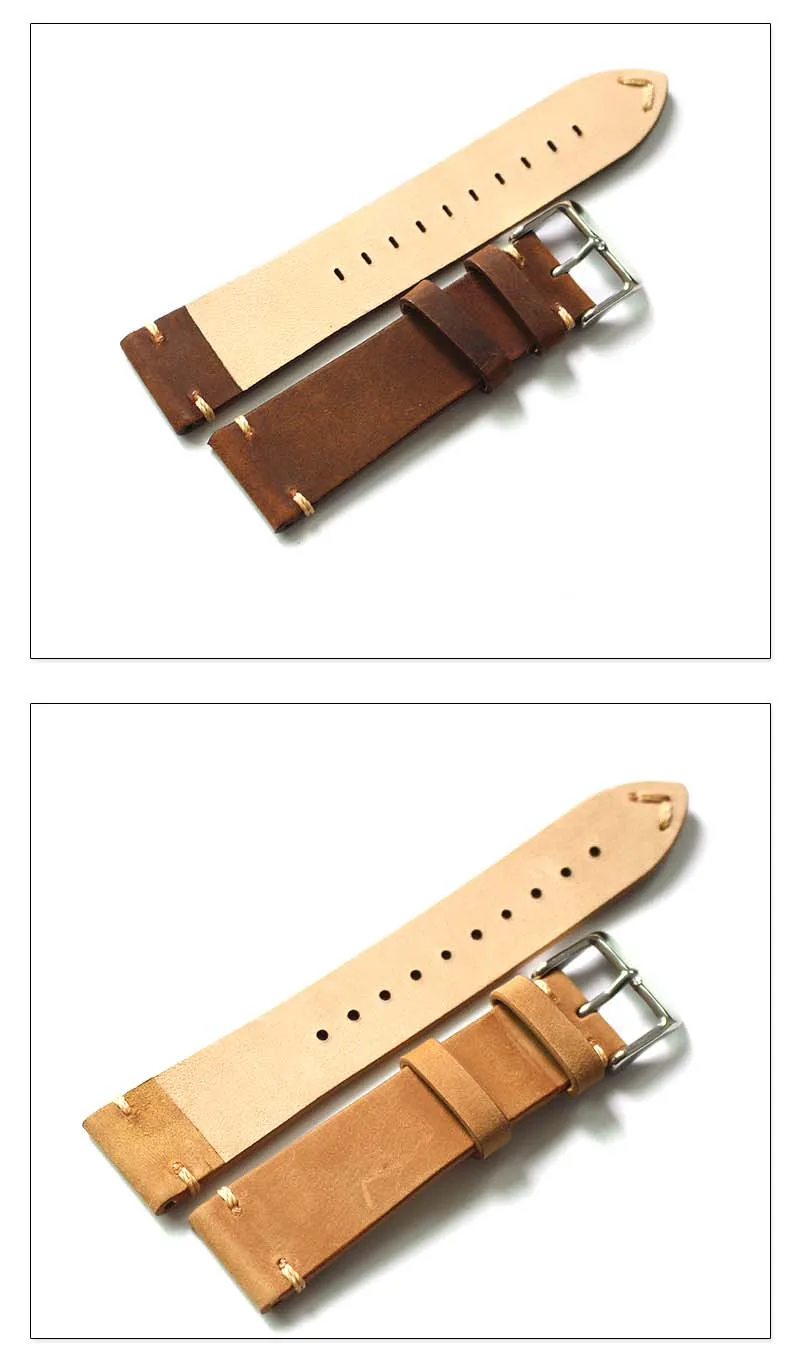 Vintage Types Cowhide Leather Watch Bands Crazy Horse Frosted Watch