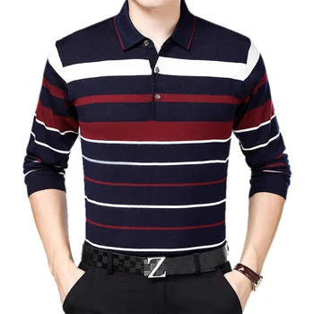 Wholesale Stripes Pattern Long Sleeve Polo T Shirt - Buy Long Sleeve ...