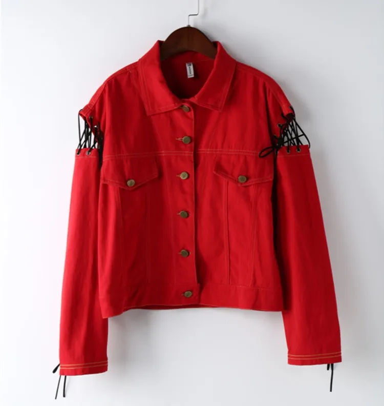 red denim womens jacket