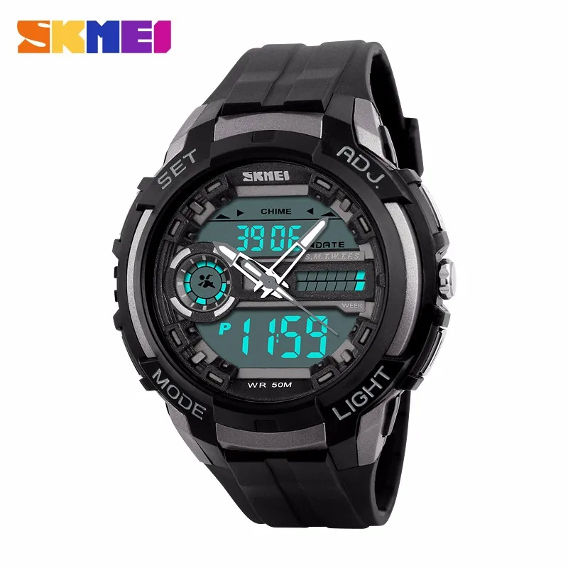 

SKMEI 1202 Luxury Brand Men Sports Watch Dual Display Analog LED Digital Quartz Watch Fashion Student Swimming Diver Watch