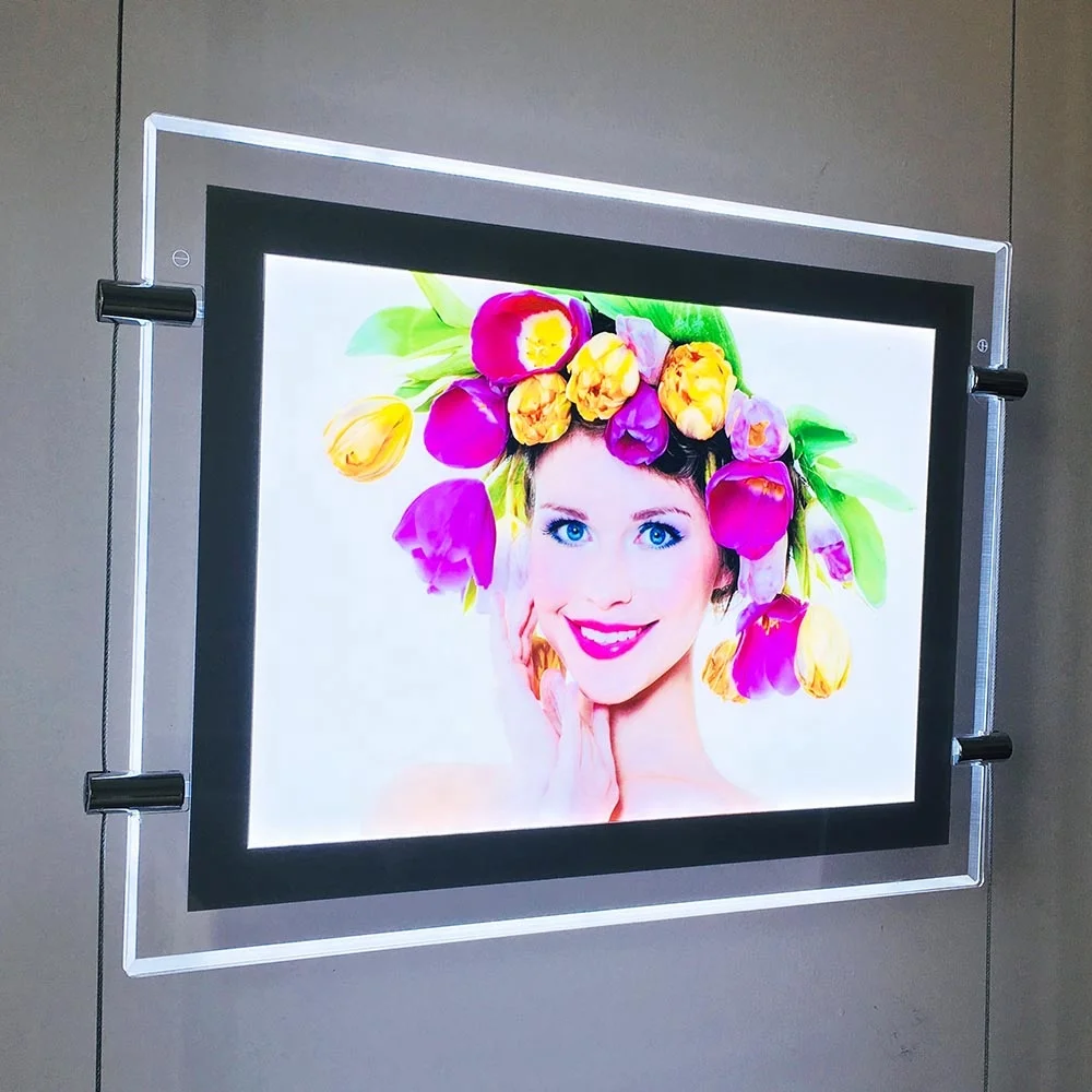 Wholesaler Advertising Rectangle Hanging Acrylic Frame LED Light Box Ultra Slim High Brightness Power-Saving Eco-Friendly Salon