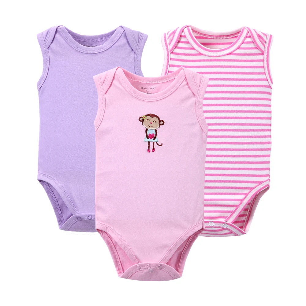 

Hot Sale Striped Knitted Plain Sleeveless Summer Newborn Baby Clothes Clothing Sets, Picture shows