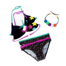 2015 New Summer girls split three-pieces Swimwear, children Cute star pattern split bikini girls swimsuit wholesale