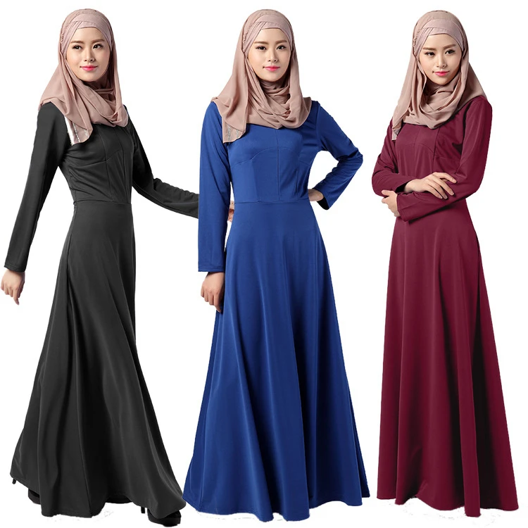 A3308 Ladies Girls Plain Cotton Abaya Jilbab Kaftan Kurti Baju Muslim ...