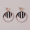 Minimalist circularity Stainless Steel Black and white texture acrylic earrings Dangle earrings