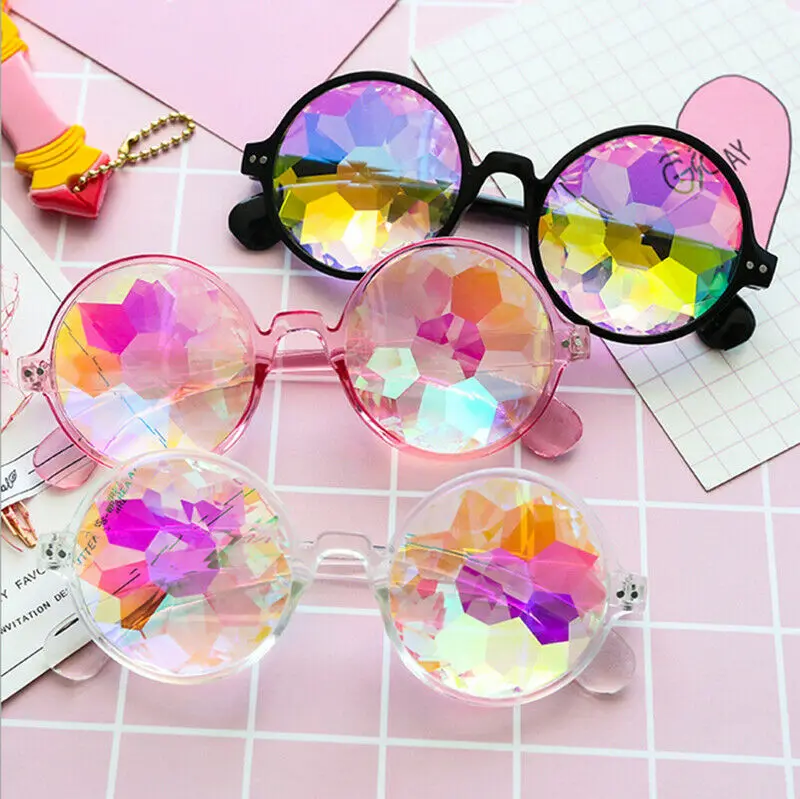 

Wholesale Kaleidoscope Glasses Unisex Music Dance Festival Rave Colorful Lens Party Sunglasses, Picture