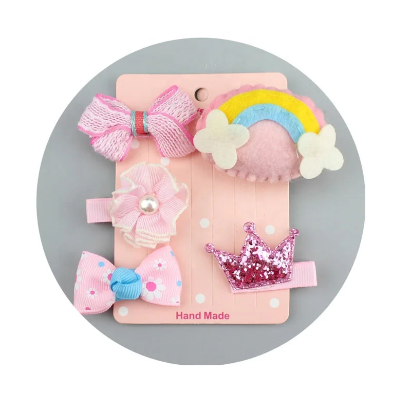 

5PCS/Lot Cartoon Cute Animal Hair Clip Set Flower Bowknot Hairpins For Baby Girl Princess Hair Accessories, 6 styles