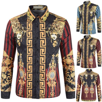 

Ecoparty Summer 2019 high-quality national style casual fashion 3D printed shirt long-sleeve men's shirts, Colors