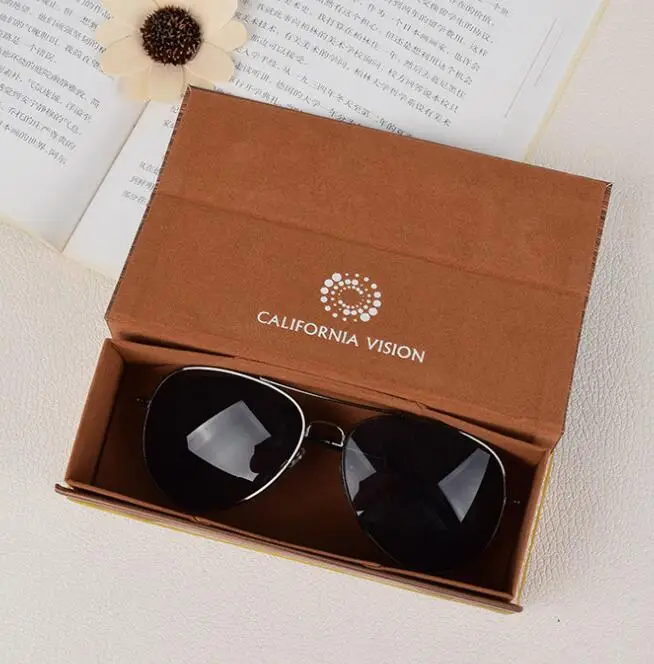 

2018 print logo pu sunglasses leather case, Natural color