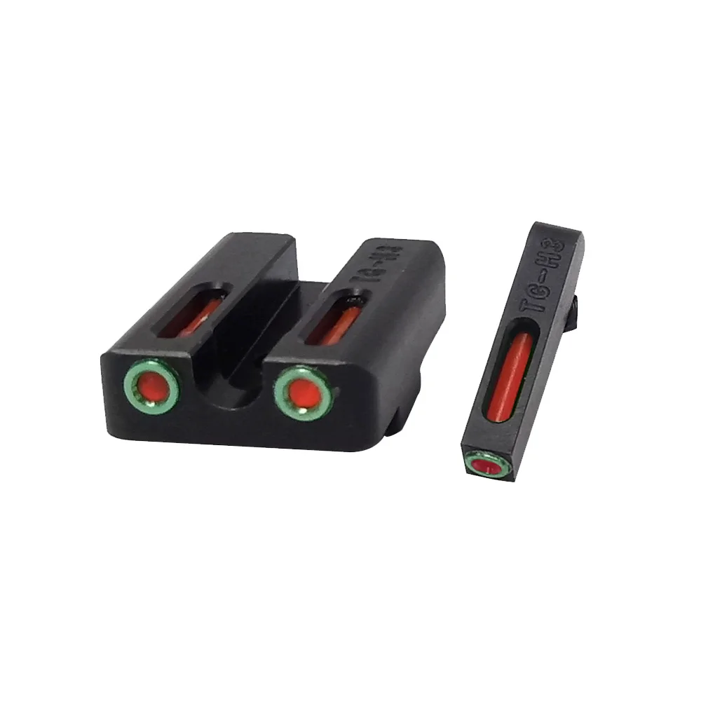 

Glock 17 19 PISTOL Real Red Green Fiber Optic Front With Combat Rear Sights focus-lock