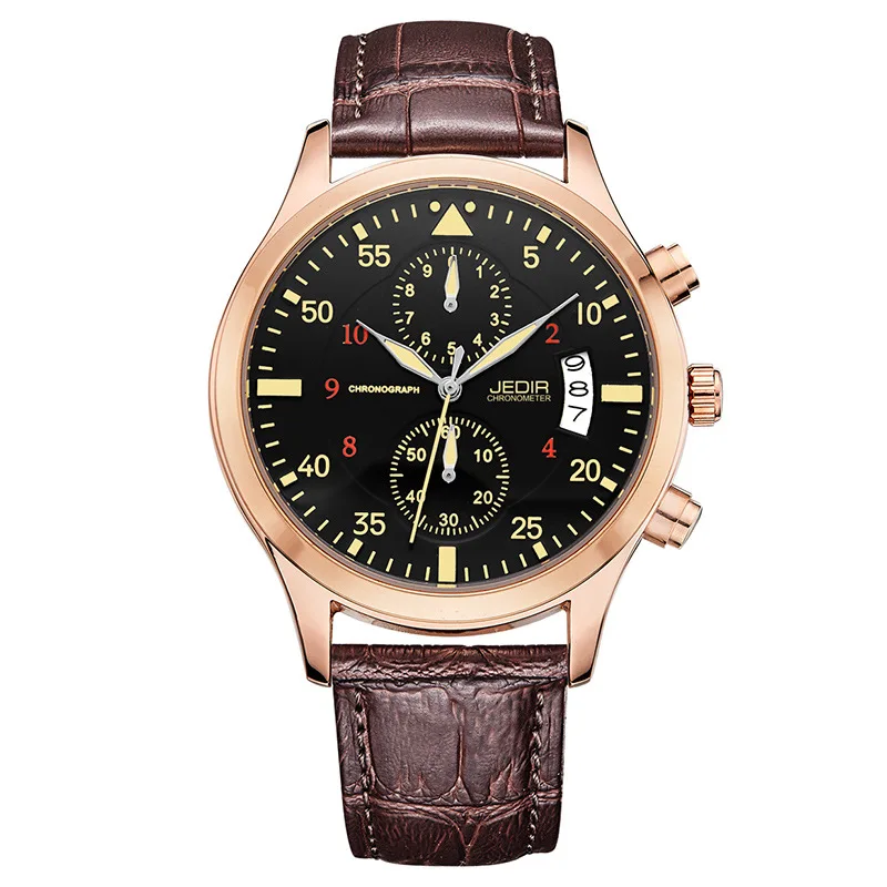 

JEDIR 2021G Men Quartz Watch Casual Simple Style Multiple Time Zone Wristwatch Calendar Chronograph Analog Sports Male Watch
