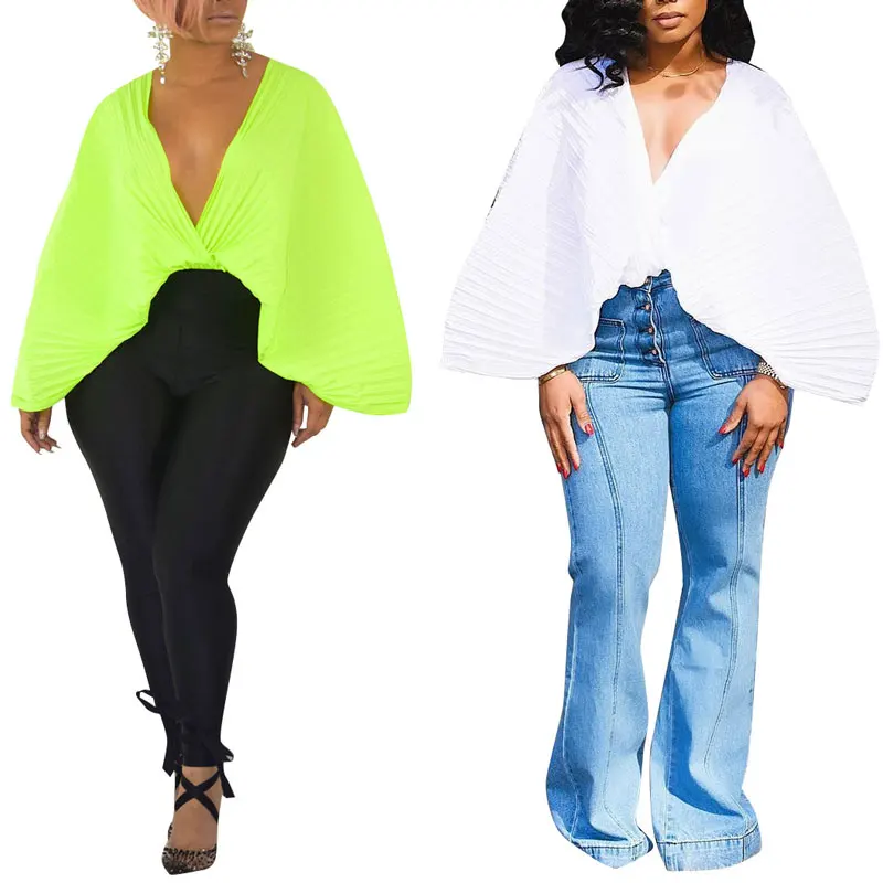 

90305-MX21 2019 new look Butterfly sleeve summer blouse design