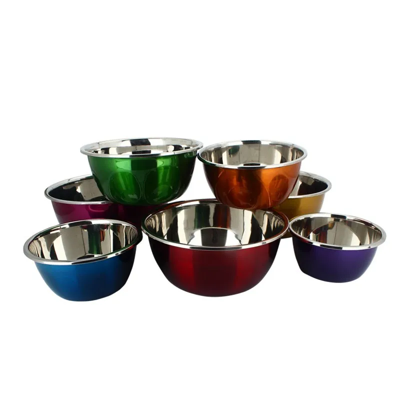 Stainless Steel Metal Colored Soup Bowl Dinner Food Basin Mixing Bowl