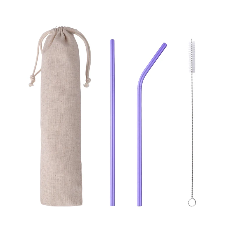 

Buyer star Pink Nano coating Metal Drinking Reusable Straw set