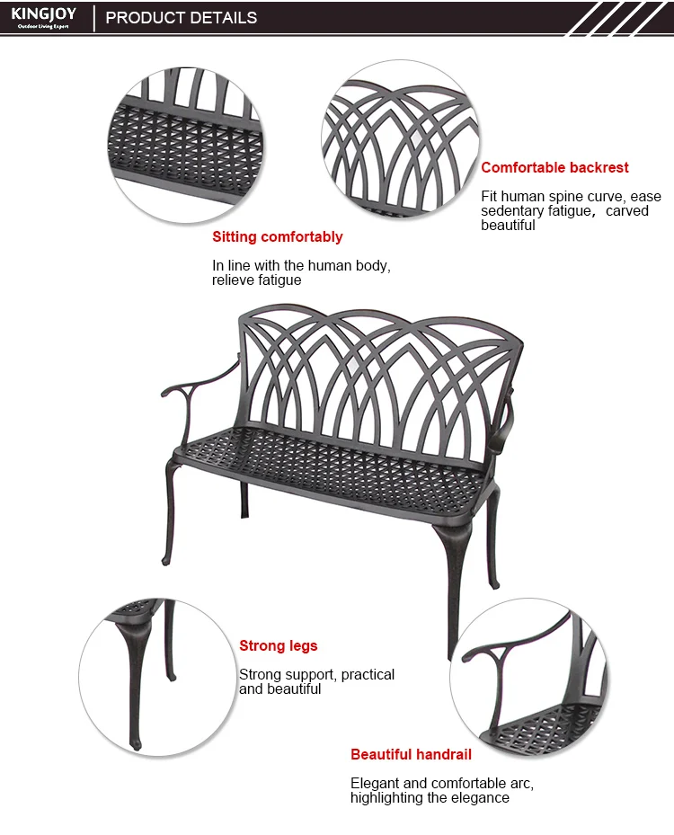 Modern Outdoor Garden Cast Aluminum Bench With Backrest - Buy Leisure
