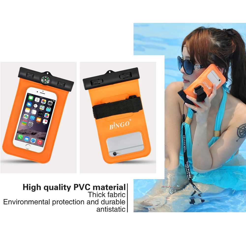 waterproof 6.0 inch phone cover pouch for swimming,surfing lovers