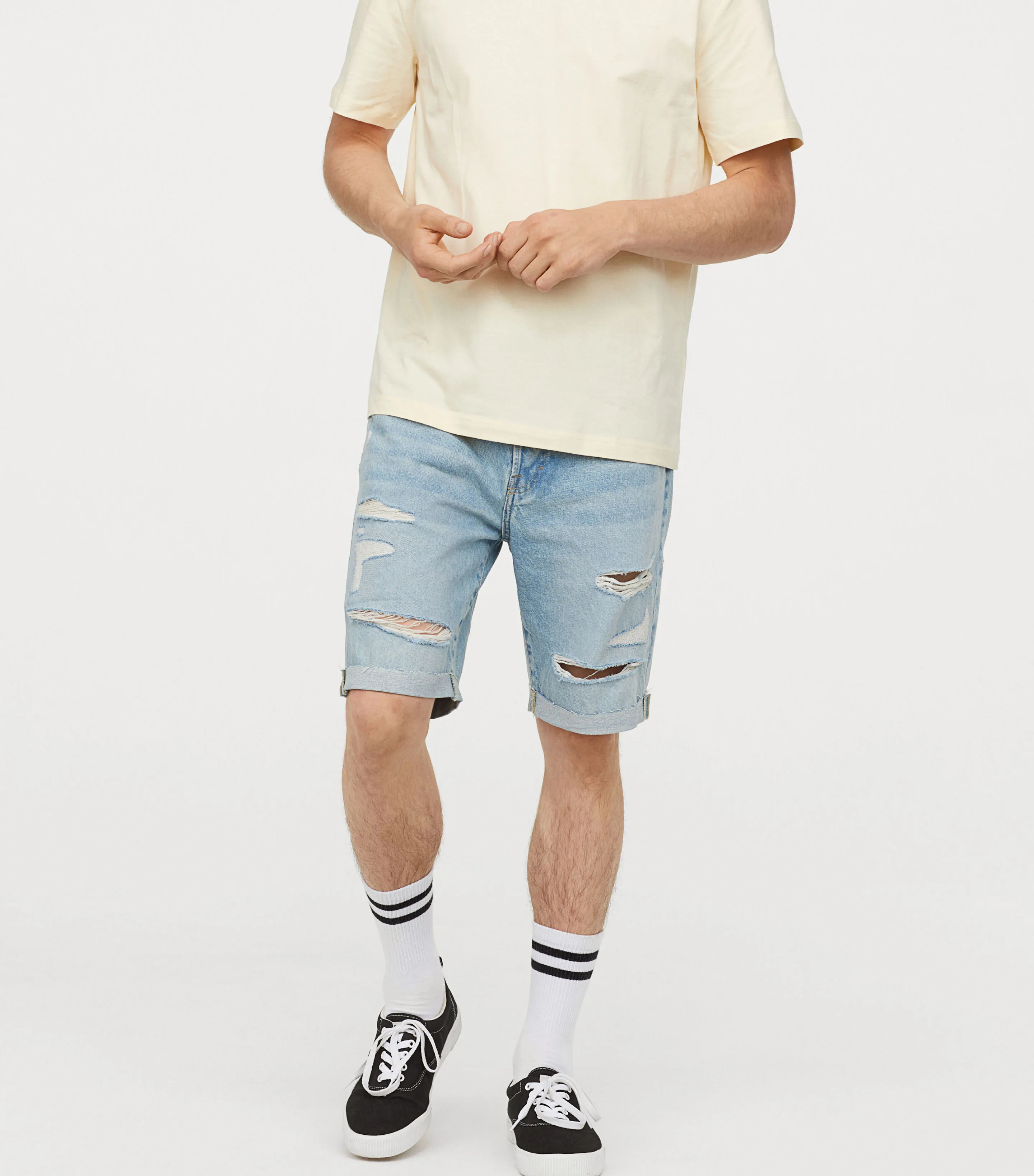 

European and American short jeans men's summer popular light color men's hole denim shorts wholesale custom, As picture, or can be customized