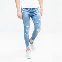 

Europe and the United States new men's jeans fashion hole low-legged jeans men's wear.