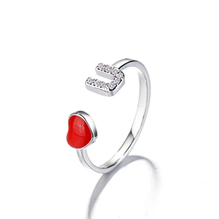 

Fashion I love you adjustable enamel sterling silver jewelry rings women